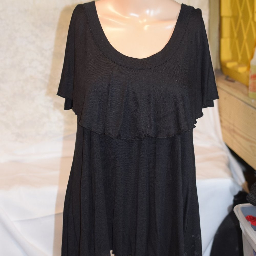 Black Anthropologie Layered Short Sleeve Top